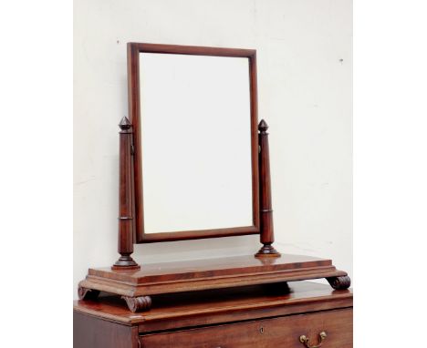 Large early Victorian figured mahogany freestanding dressing table mirror, W95cm, H94cm, D43cm Condition Report Click here fo