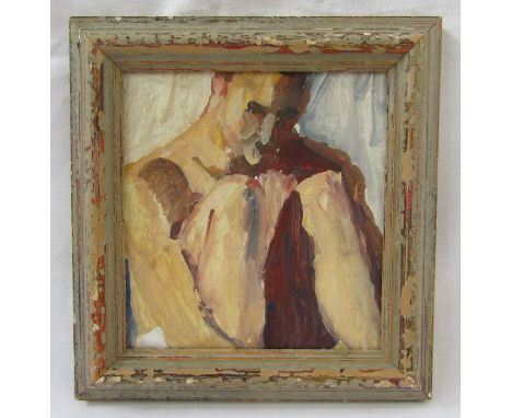 Paul R Gildea (1956) The New English Art Club. Oil on board. Crouched nude figure(20 cm x 40 cm)