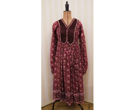 Vintage peasant-style dress labelled CRJ New York, with quilted front bodice, button fastening, blouson sleevesCondition Repo