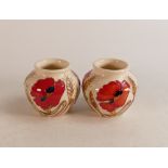 A pair of Moorcroft Harvest Poppy Vases, height 7.5cm