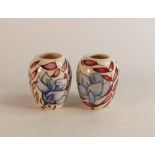 A pair of Jacobs Ladder vases, height 9cm