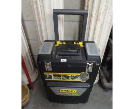 A Stanley mobile work centre with a few tools and fixings (screws, jubilee clips etc)