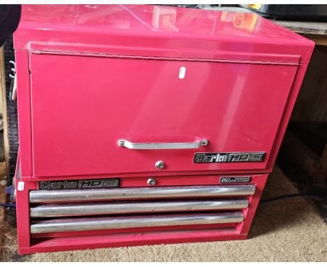 A Clarke HD Plus, two tier tool chest together with a metal carrying tool box 