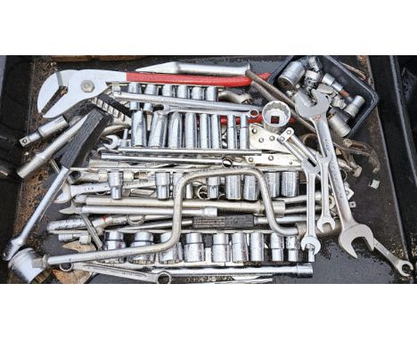 A collection of tools to include spanners and sockets, brands King Dick and Britool included. 