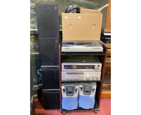 Hi-Fi stack system equipment, comprising Philips turntable F7233, Technics tuner ST-8011L, Hitachi amplifier HA-4500, a pair 