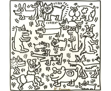 Artist: Keith Haring (American, 1958 - 1990). Title: "Seventeen Dogs". Medium: Lithograph. Date: Composed 1985. Printed 1986.