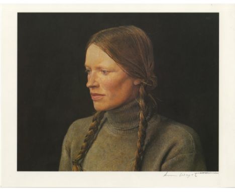 Artist: Andrew Wyeth (American, 1917-2009). Title: "Braids [Helga]". Medium: Color offset lithograph. Date: Composed 1979. Pr