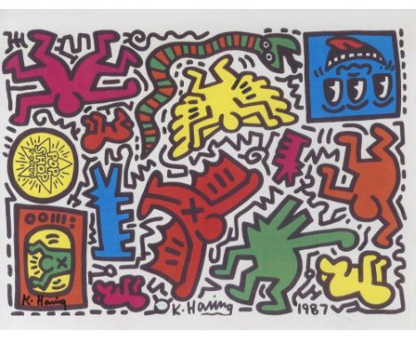 Artist: Keith Haring (American, 1958 - 1990). Title: "Pop Shop Tokyo Sticker Sheet [medium format]". Medium: Color offset lit