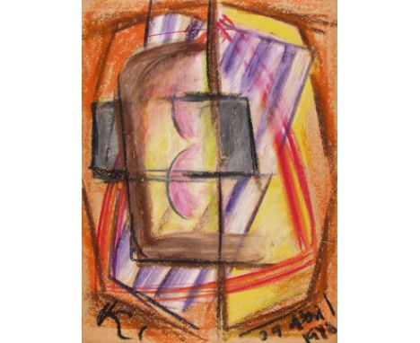 Artist: Jaled Muyaes (Chilean/Mexican, 1921 - 2007). Title: "Non-Objective Composition #23". Medium: Gouache and crayon. Date