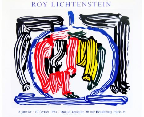 Artist: Roy Lichtenstein (American, 1923-1997). Title: "Brushstroke Still Life with Apple [variation #1]". Medium: Color offs