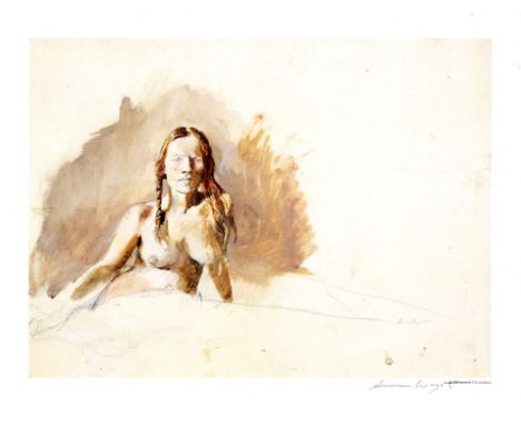 Artist: Andrew Wyeth (American, 1917-2009). Title: "Helga, Nude [AW inventory #2918]". Medium: Color offset lithograph. Date: