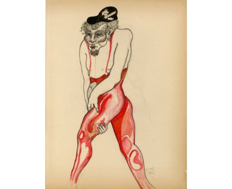 Artist: Estela Williams (Canadian/Mexican, b.1995). Title: "Pantalone". Medium: Watercolor, pencil, and ink on paper. Date: C