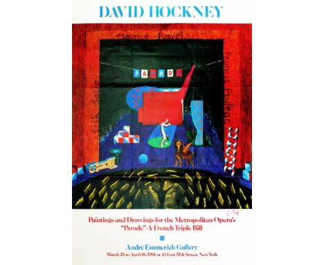 Artist: David Hockney (British, b.1937). Title: "The Set for Parade". Medium: Color offset lithograph. Date: Composed 1981. D