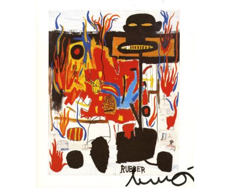 Artist: Jean-Michel Basquiat (American, 1960-1988). Title: "Rubber". Medium: Color offset lithograph. Date: Composed 1986. Pr