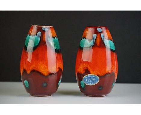 Two Poole Pottery Vases in the Volcano pattern, both 11cm high 