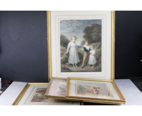 Three Mezzotints signed in pencil to margins including John Hoppner ' The Sackville Children ', Gainsborough ' The Pink Boy '