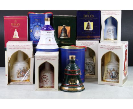 Collection of Wade Bells Scotch Whisky Royal Commemorative Decanters including Four Boxed Bell's Limited Edition Extra Specia