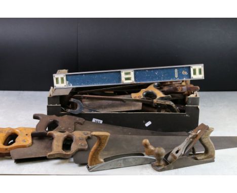 Quantity of Tools including Hand Held Saws, Whitmore Wooden Plane and other Planes, Wooden Handled Chisels and other Wooden H