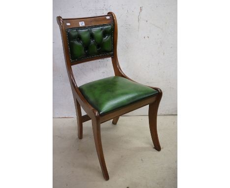 Side Chair in the Regency style with Green Leather Button Upholstered Back and Green Leather Seat, 50cm wide x 91cm high 