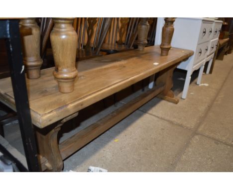 A large pine bench