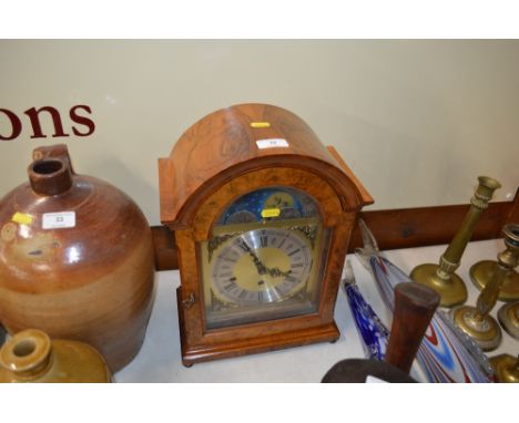 A modern walnut cased three hole bracket clock 