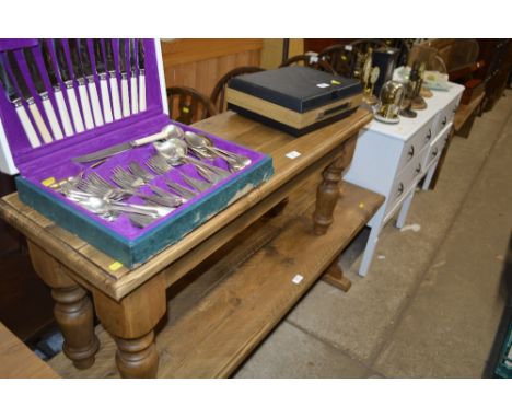 A small pine bench 