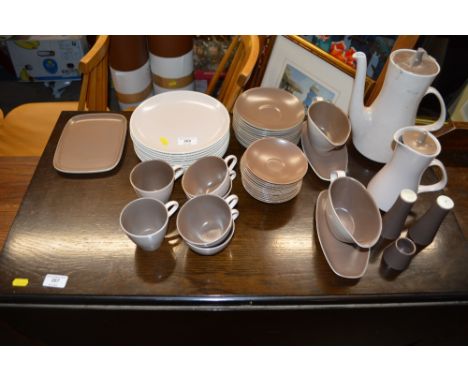 A quantity of Poole pottery pink and brown glazed twin tone coffeeware etc. 
