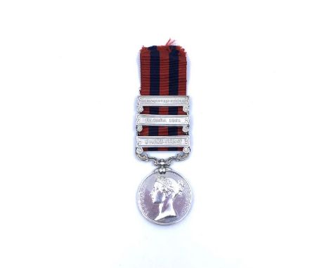 A India General Service Medal 1854-95 with three clasps:- Chin-Lushai 1889-90, Hazara 1891, Burma 1885-7, engraved Captain D.