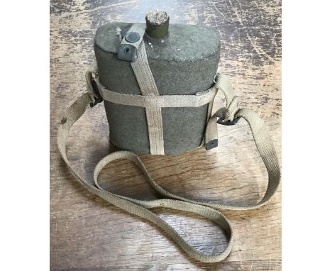 WW1 & WW2 British Army MK VII water canteen with Original cover, webbing cradle & shoulder strap.