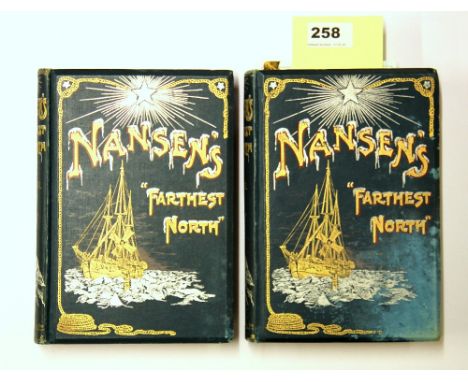 Two volumes of Nansen's ''Farthest North'' first edition 1898.