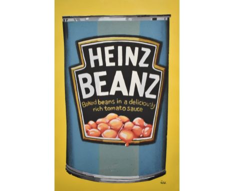 After Orla Walsh (Irish contemporary)An eye catching modern canvas print, 'Heinz Beanz' agains a vivid yellow ground, bearing