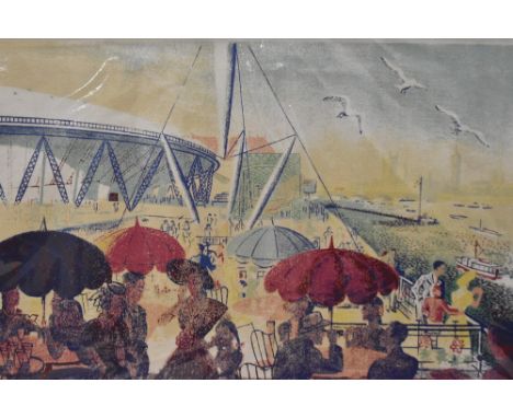 After Herbert James Williams (British 20th century) coloured lithograph 'Festival of Britain 1951' within a card mount, unfra