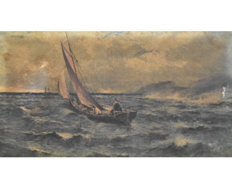 After Ernest Charles Walbourn (British 1872-1927) colour print on canvas 'A Dangerous Coast' within beaded gilt frame. 25cm x