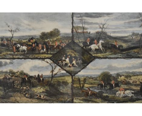 After William J Shayer (British 1787-1879) and Edward Gilbert Hester (British, 1843-1903) coloured engraving 'Hunting Inciden