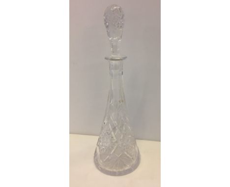 A tall Czechoslovakian hand cut lead crystal decanter.  40cm tall
