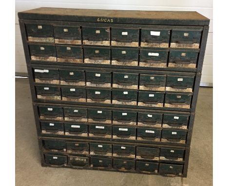 Vintage metal cabinet with 48 drawers.  91cm x 95cm