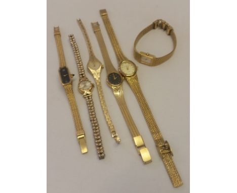 6 ladies vintage watches to include Rotary, Accurist & Constant. All with gold tone straps 