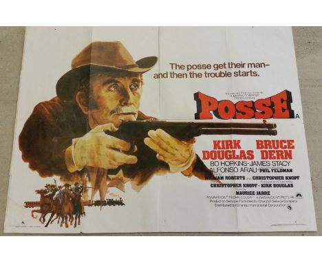Vintage film quad poster. 'Posse', western starring Kirk Douglas, 1975, folded. 100cm x 75cm.