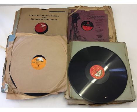 A box of various vintage 78's records. To include His Masters Voice and Decca. 