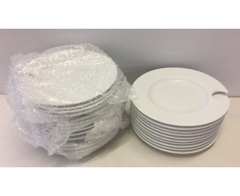 A box of 24 white china buffet plates. With cut-out to rim. 