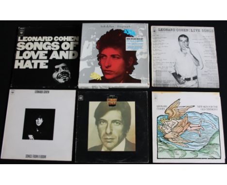 LEONARD COHEN/BOB DYLAN - Collection of 5 x original title Leonard Cohen LP's and 1 x Bob Dylan Box set. Titles are Bob Dylan