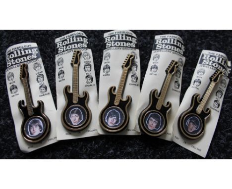 STONES/THE BEATLES - 2 full sets of The Fabulous *band* Jewellery Brooches on original backing to include The Rolling Stones 