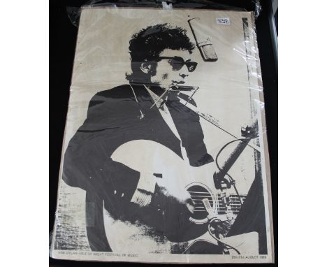 BOB DYLAN - an original Bob Dylan poster from the Isle of Wight Festival of Music on 20th-31st August 1969. Measures 25"x18".