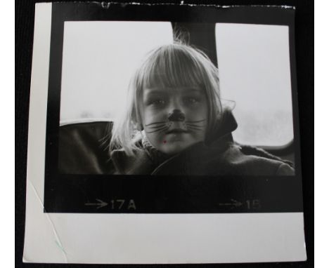 PAUL & LINDA MCCARTNEY - lovely photograph of Heather cut from a contact sheet to send as a postcard.  On the reverse is writ