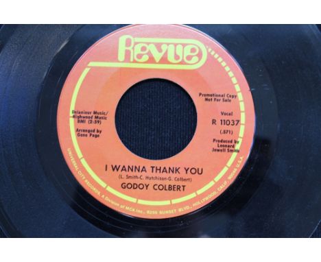 GODOY COLBERT - Original promo copy of I Wanna Thank You b/w Baby I Like It, issued on Revue (R 11037). The record is in Ex c