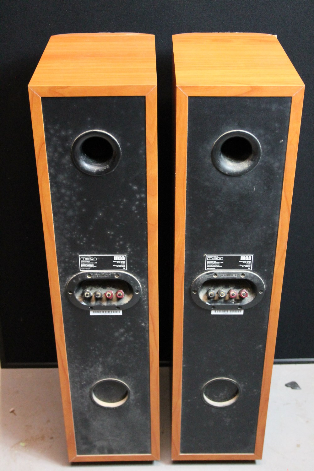 MISSION SPEAKERS a pair of Mission M33 speakers measuring 34½''x12½''.