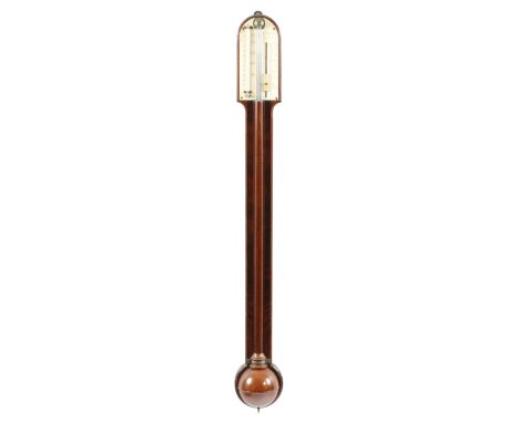 λ&nbsp;An early Victorian Scottish mahogany stick barometer by A. Abraham of Glasgow, with an arched ivory dial signed 'A.ABR