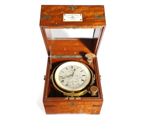 λ AMENDED&nbsp;An early 20th century mahogany cased two day marine chronometer by A. Johannsen &amp; Co., the circular single