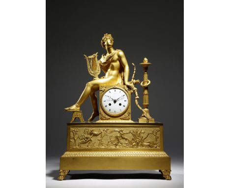 An Empire ormolu mantel clock by Claude Galle, the eight day brass cased drum movement with an outside countwheel,  striking 