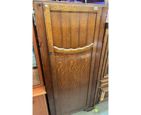 An Oak single hall/ gentlemen's wardrobe hanging space and shelf approximately 182 x 77 x 45 COLLECT ONLY